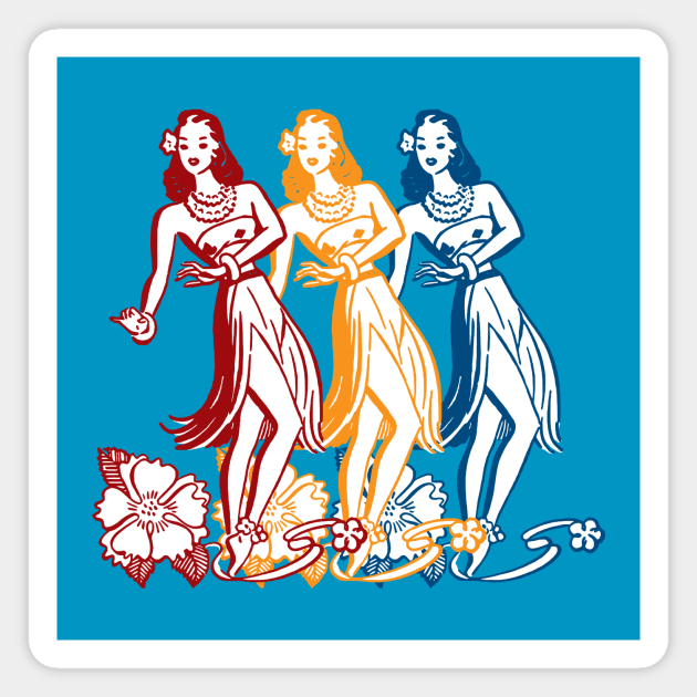 Hula Dancer Tri-Color Design Magnet by GloopTrekker